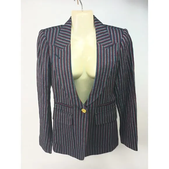 Smythe Women's Stripe Cotton Blazer Size 0